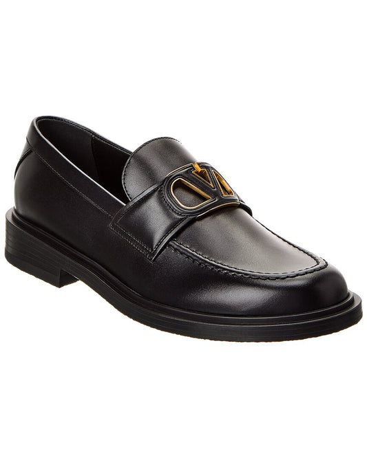 Valentino Vlogo Leather Loafer Black
