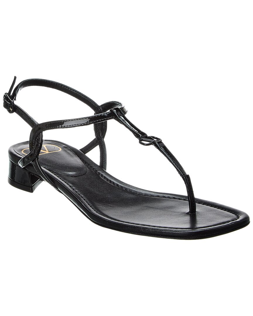 Valentino Vlogo Patent Sandal Black
