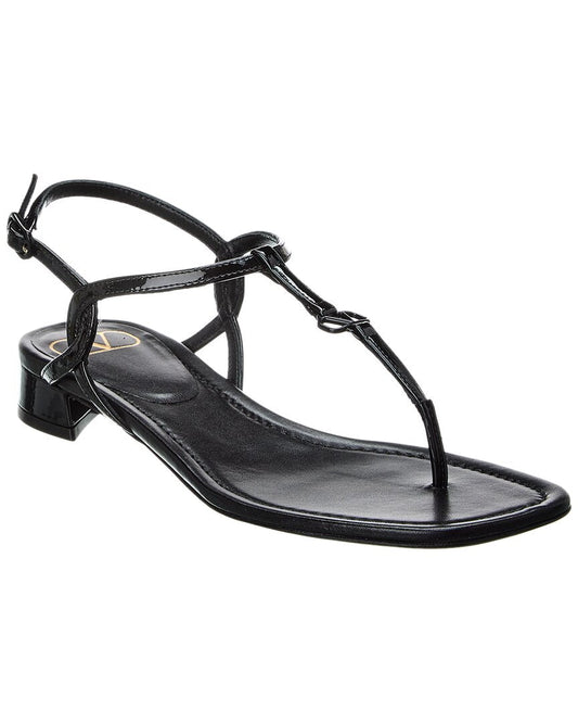 Valentino Vlogo Patent Sandal Black