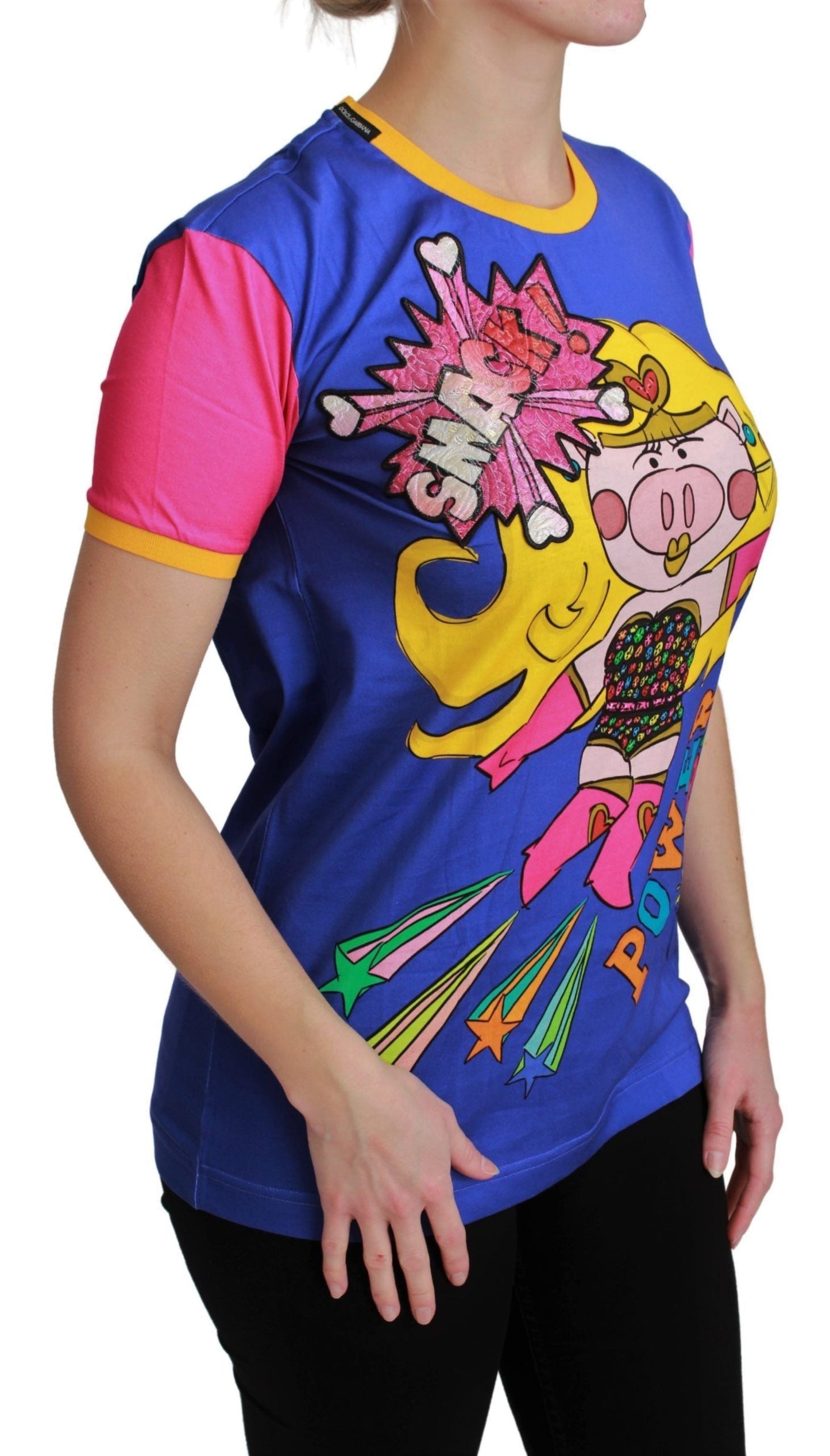 Dolce & Gabbana Purple PIG SUPERGIRL Top Cotton Women's T-shirt