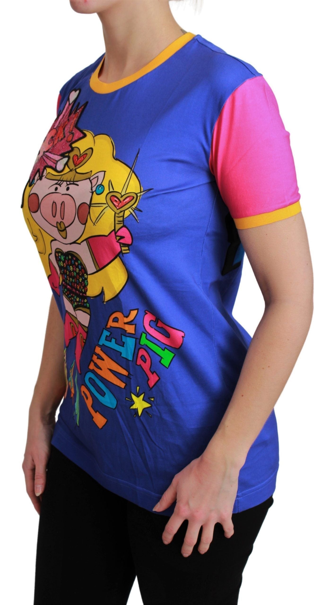 Dolce & Gabbana Purple PIG SUPERGIRL Top Cotton Women's T-shirt