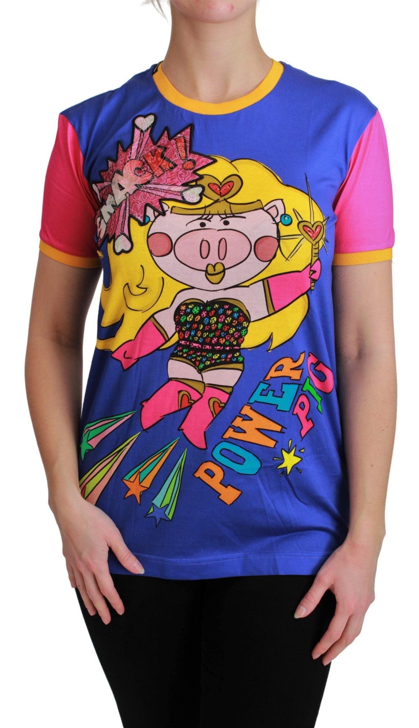 Dolce & Gabbana Purple PIG SUPERGIRL Top Cotton Women's T-shirt