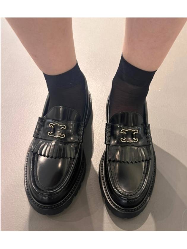 CELINE Margaret Triomphe Frame Calfskin Loafers Black