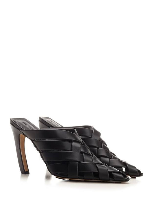 Bottega Veneta Alfie Intrecciato Leather Mule Heel Black
