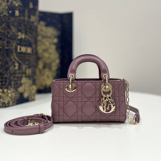 DIOR LADY D-JOY 16 MICRO PURPLE LAMBSKIN