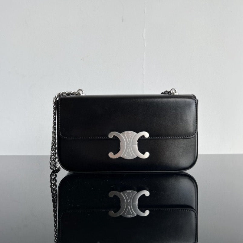 Celine CLASSIC TRIOMPHE 20 BLACK CALFSKIN SILVER HARDWARE