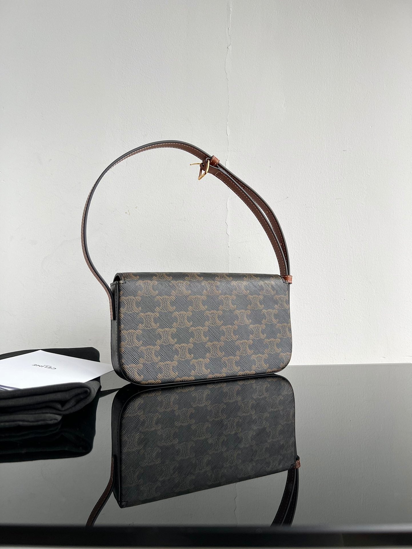 Celine CLASSIC TRIOMPHE 20 BROWN MONOGRAM CALFSKIN