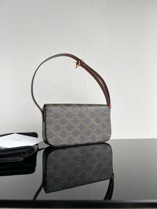 Celine CLASSIC TRIOMPHE 20 BROWN MONOGRAM CALFSKIN