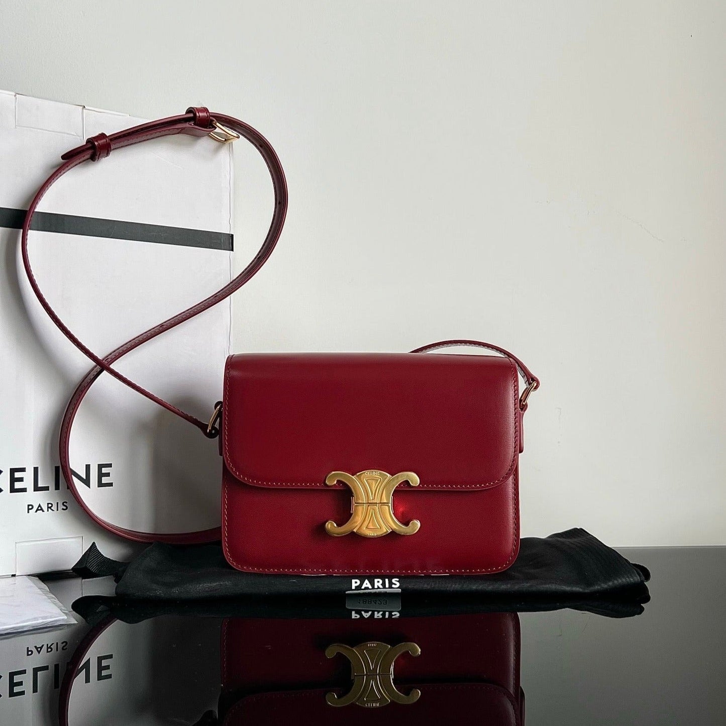 Celine TEEN TRIOMPHE 18 RED CALFSKIN