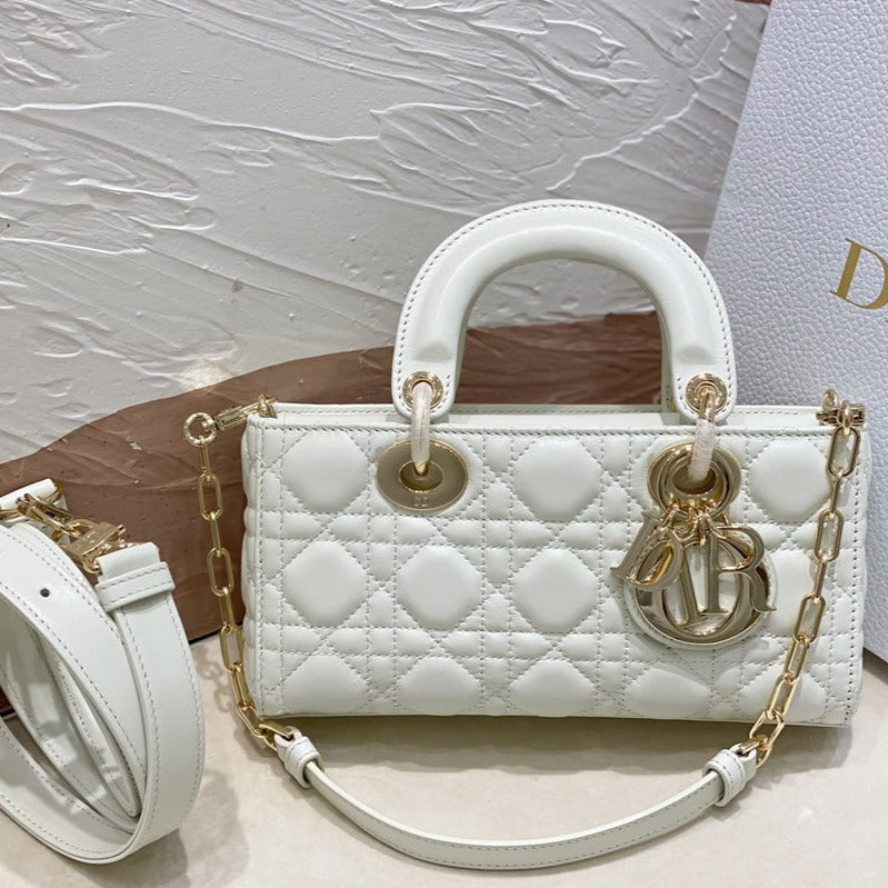 DIOR MICRO LADY D-JOY 16.5 WHITE LAMBSKIN