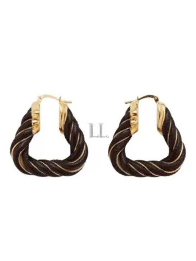 Bottega Veneta Twisted Triangle Hoop Earrings Brown