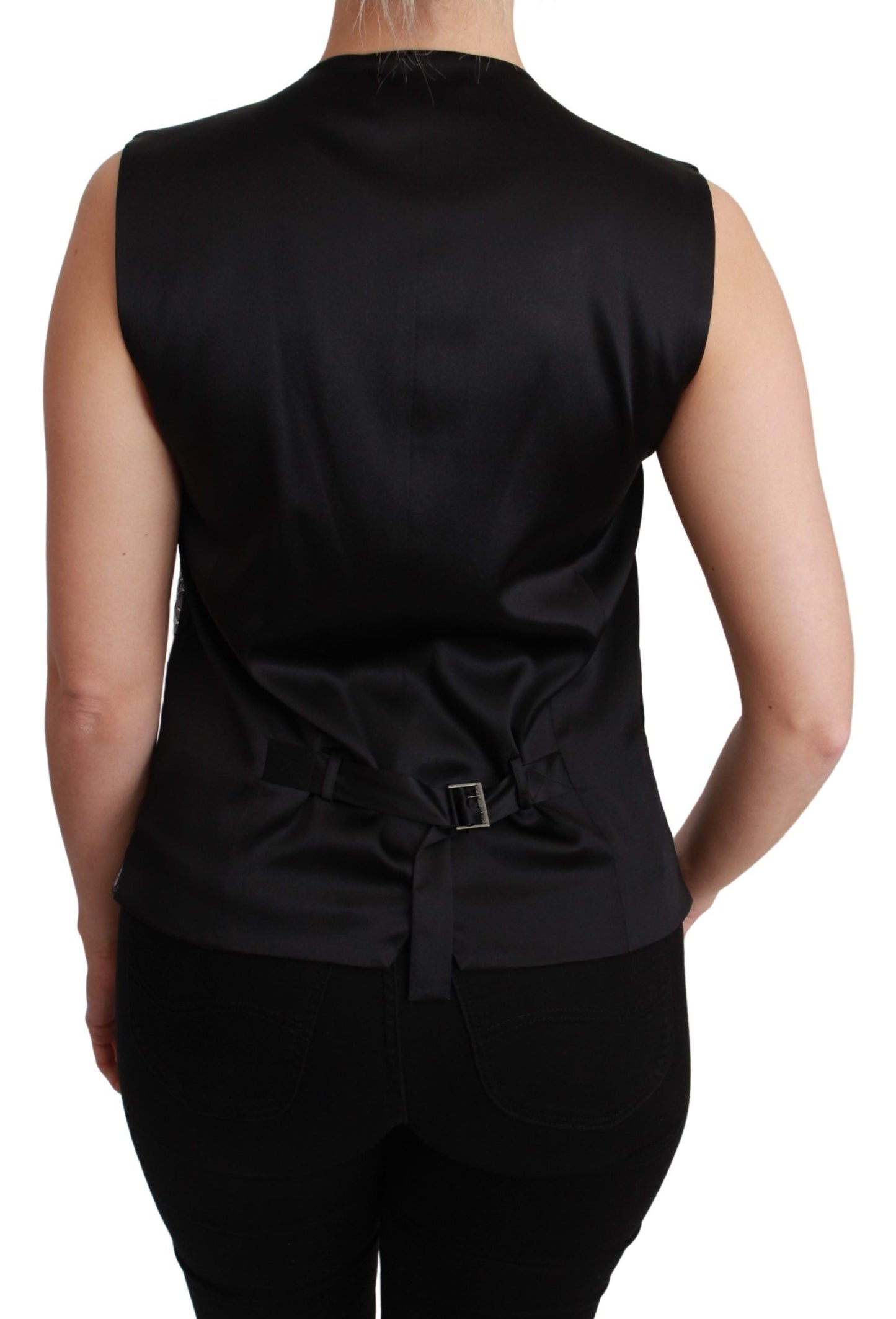 Dolce & Gabbana Silver Brocade Sleeveless Metallic Women's Top