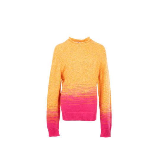 Hermes size m mouline ombre long sleeve crewneck sweater cashmere orange/pink