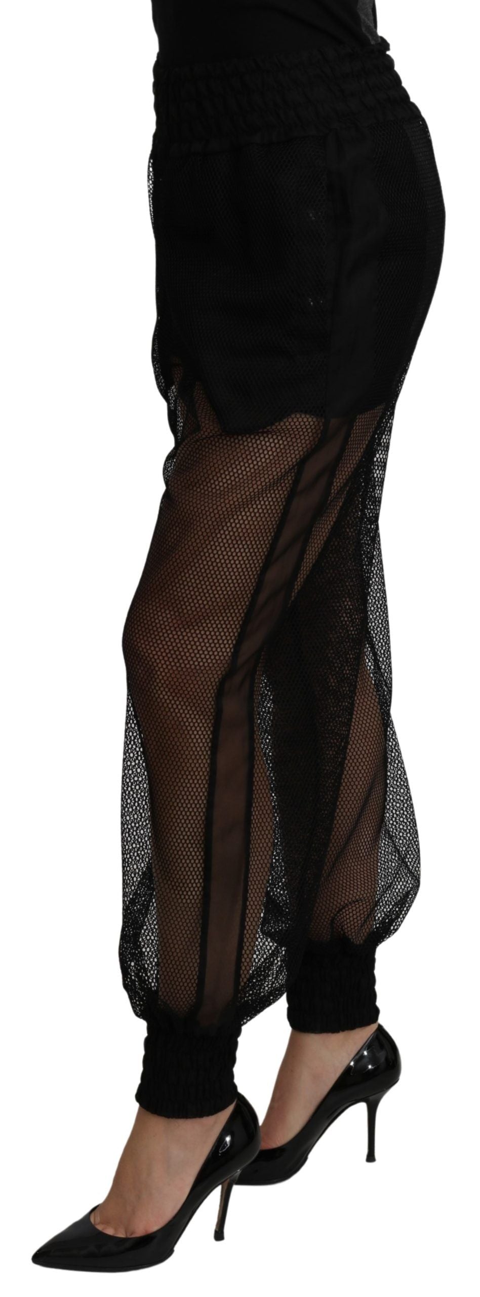 Dolce & Gabbana Black See Through Jogger Polyester Women's Pants