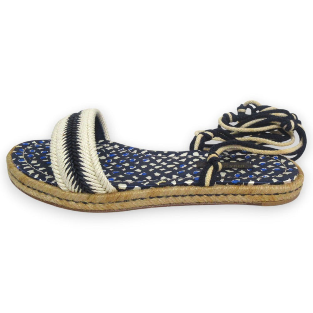 Louis Vuitton Shoelace Strap Jute Flat Sandals
