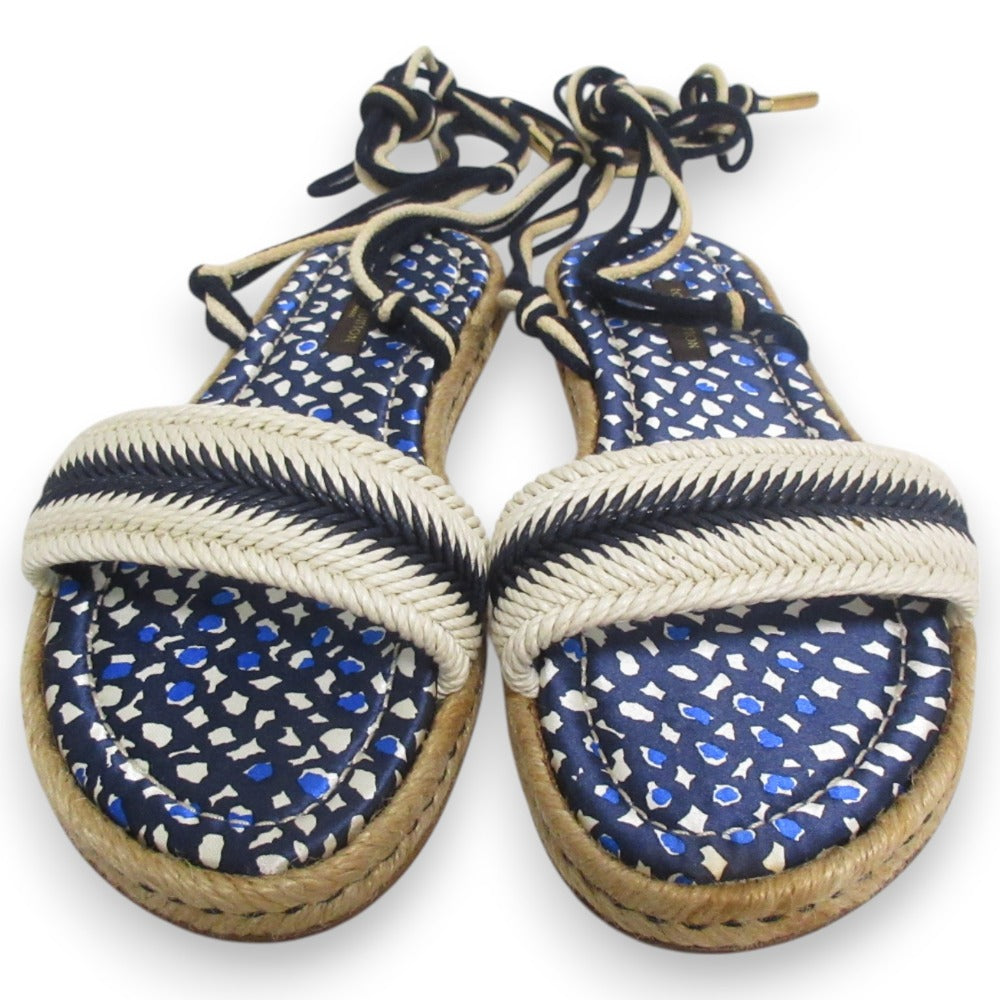 Louis Vuitton Shoelace Strap Jute Flat Sandals
