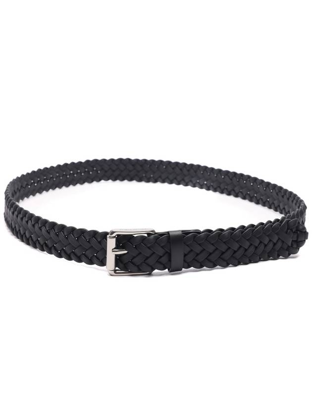 Bottega Veneta ntreciato Leather Belt Black