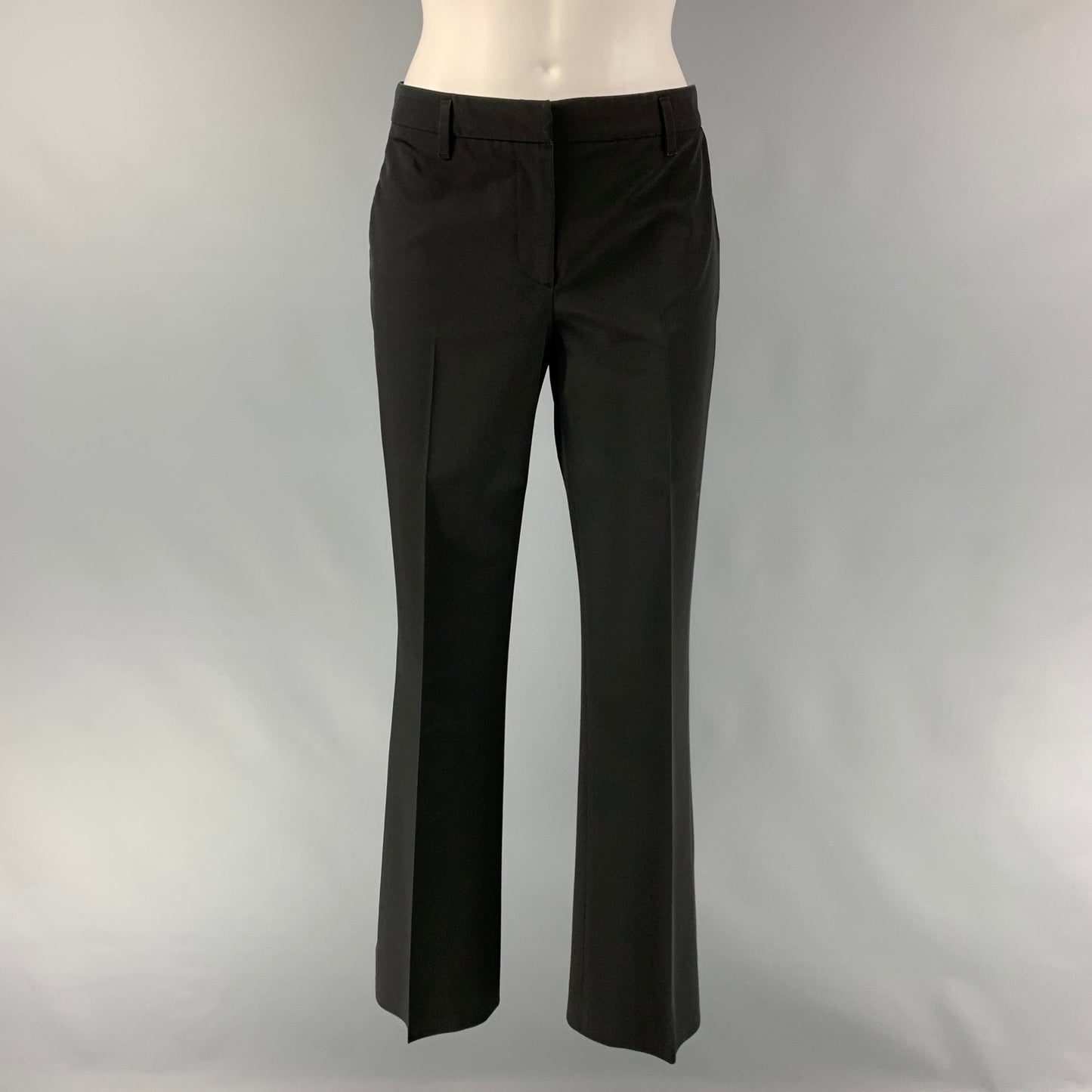 PRADA Size 4 Black Polyester &  Elastane Solid Straight Dress Pants