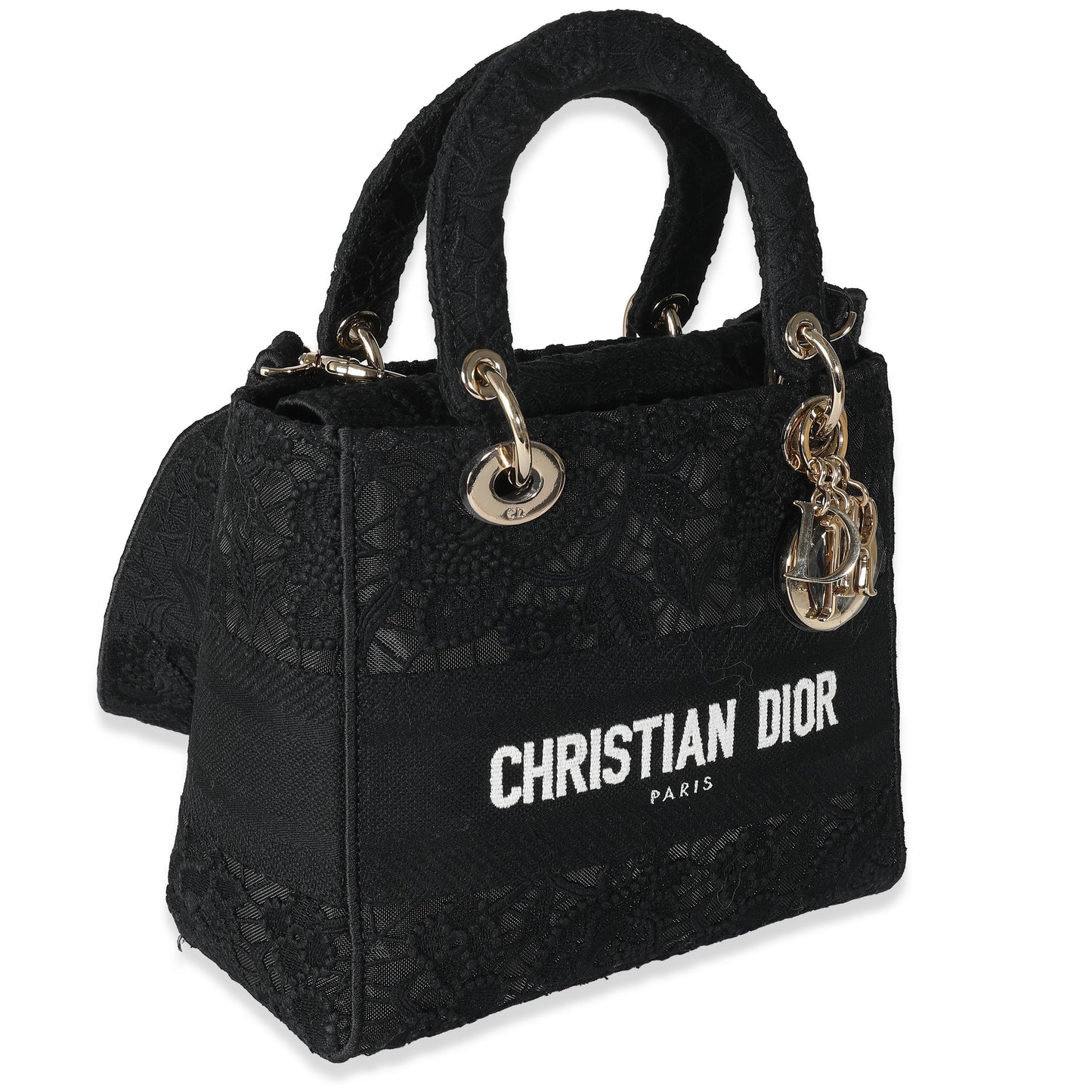 DIOR - Black Macramé Medium Lady D-Lite Bag
