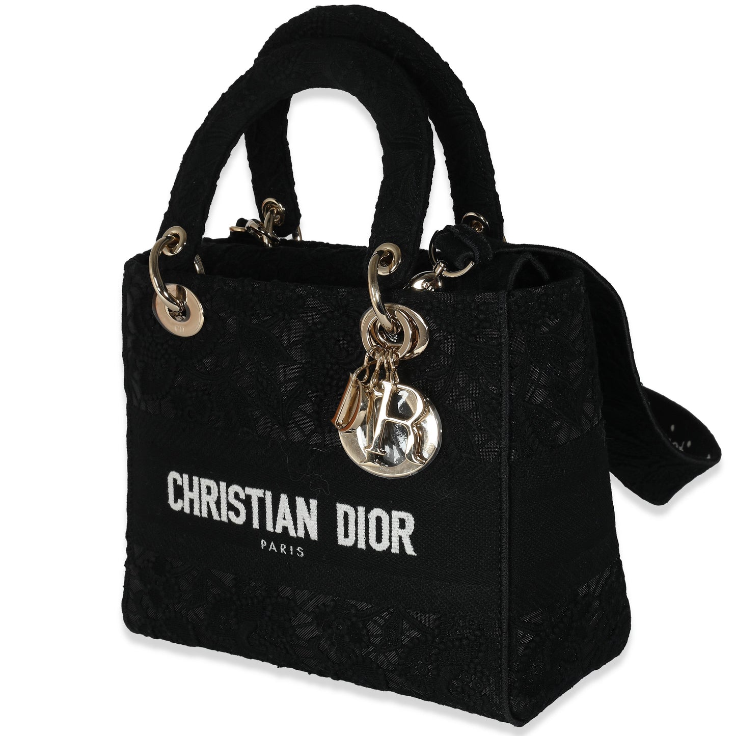 DIOR - Black Macramé Medium Lady D-Lite Bag