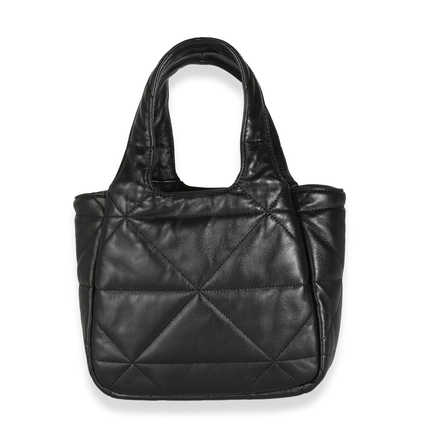 PRADA - Black Triangle Quilted Nappa Small Tote