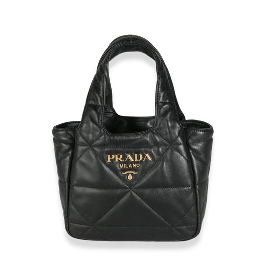 PRADA - Black Triangle Quilted Nappa Small Tote