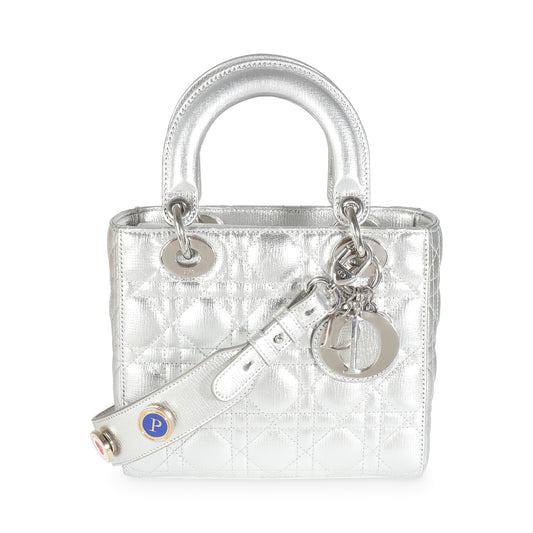 DIOR - Silver Metallic Grained Calfskin Cannage My ABCDior Lady Dior