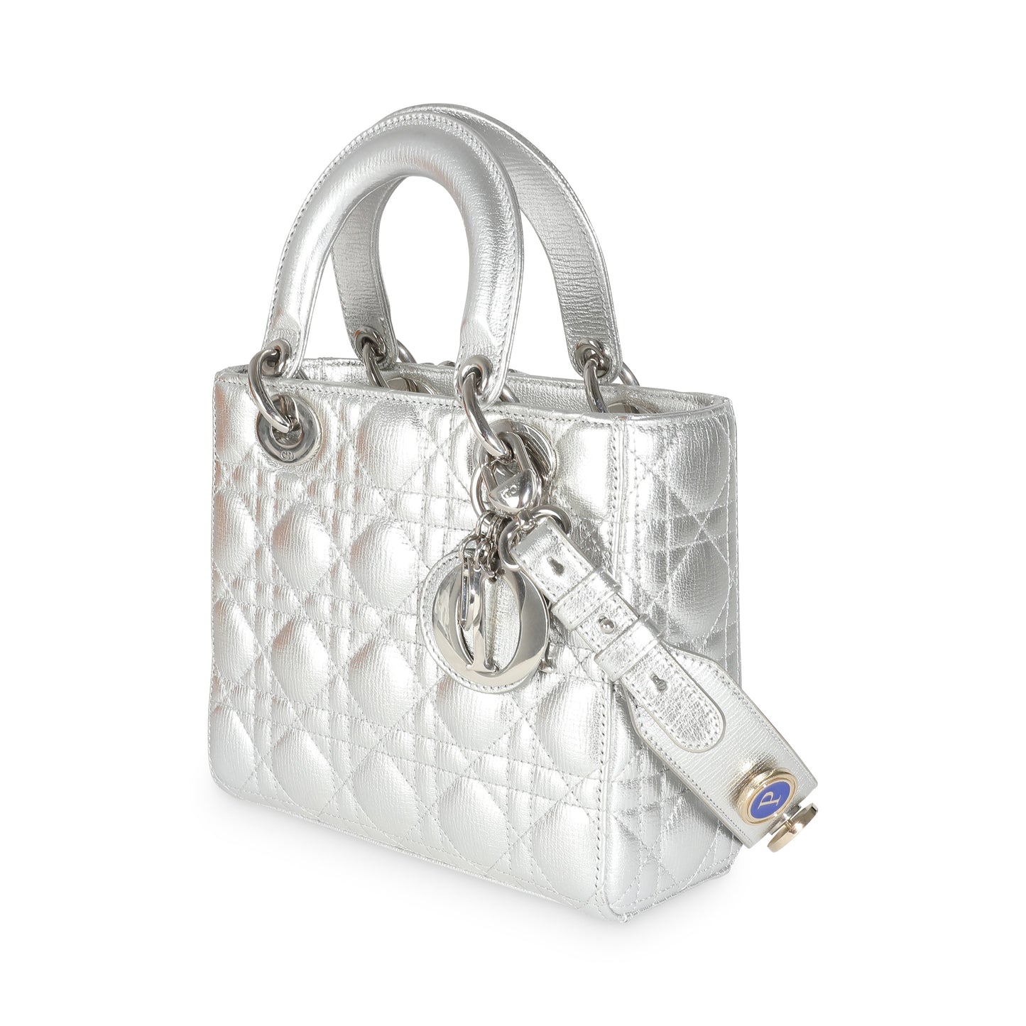 DIOR - Silver Metallic Grained Calfskin Cannage My ABCDior Lady Dior
