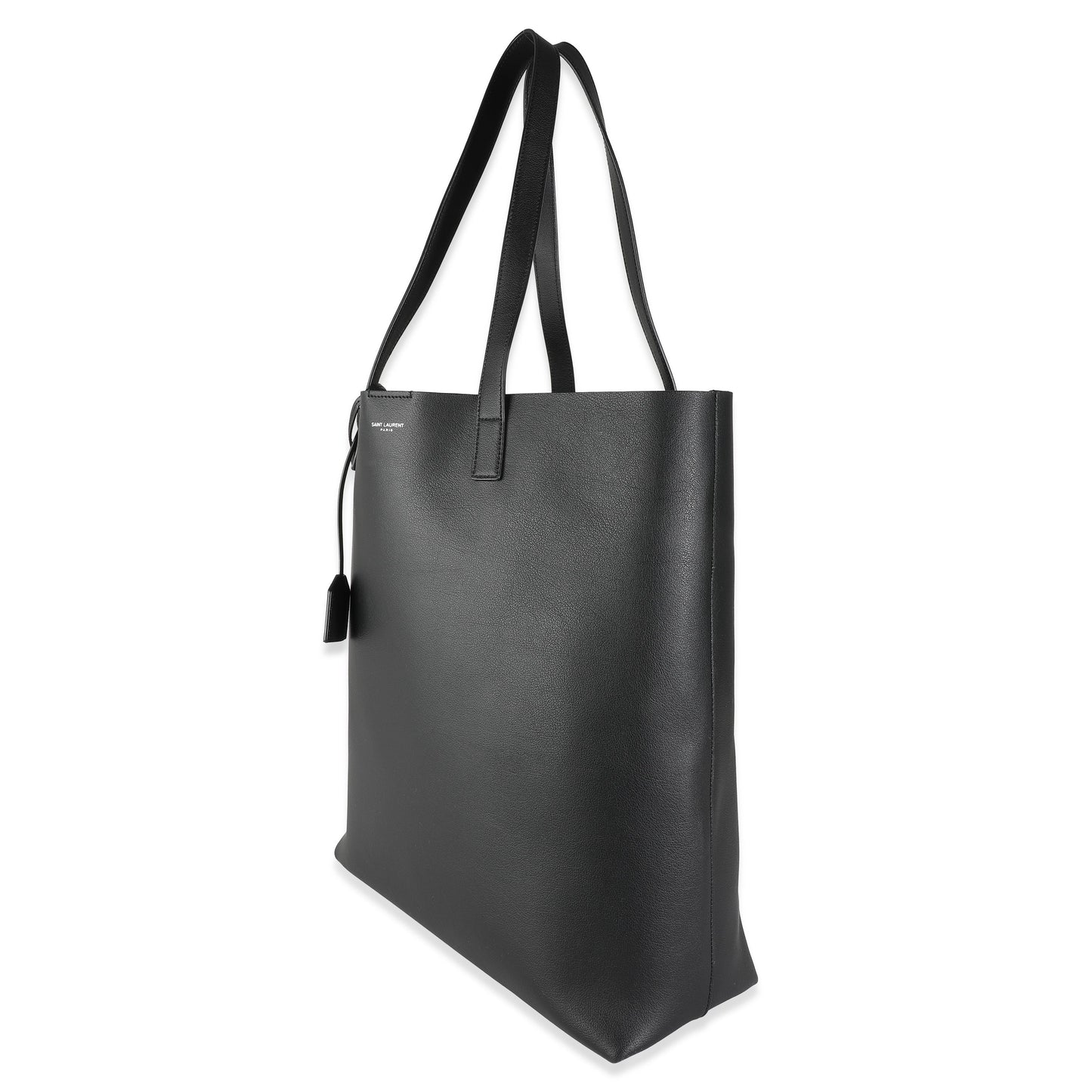 SAINT LAURENT - Black Calfskin Medium Shopping Tote