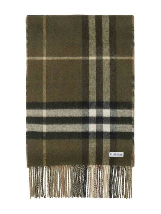 Burberry Check Reversible Cashmere Scarf Sand Green
