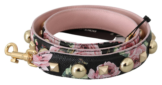 Dolce & Gabbana Pink Floral Leather Stud Accessory Shoulder Women's Strap