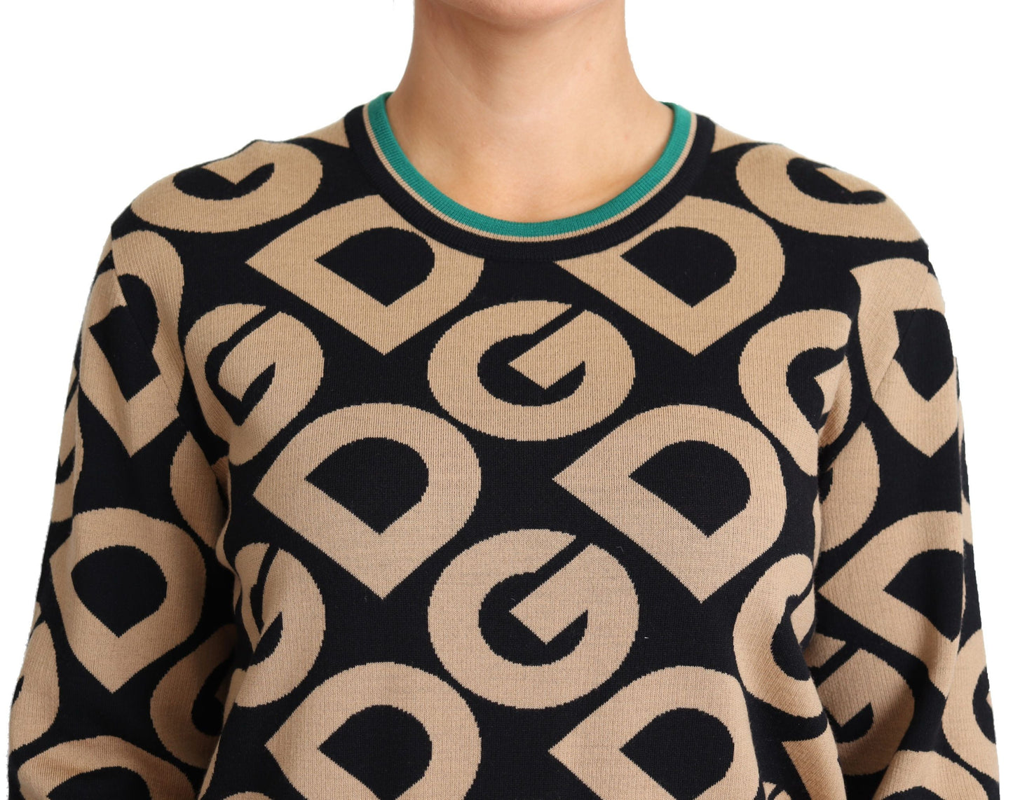 Dolce & Gabbana Multicolor DG Mania Wool Crewneck Pullover Women's Sweater