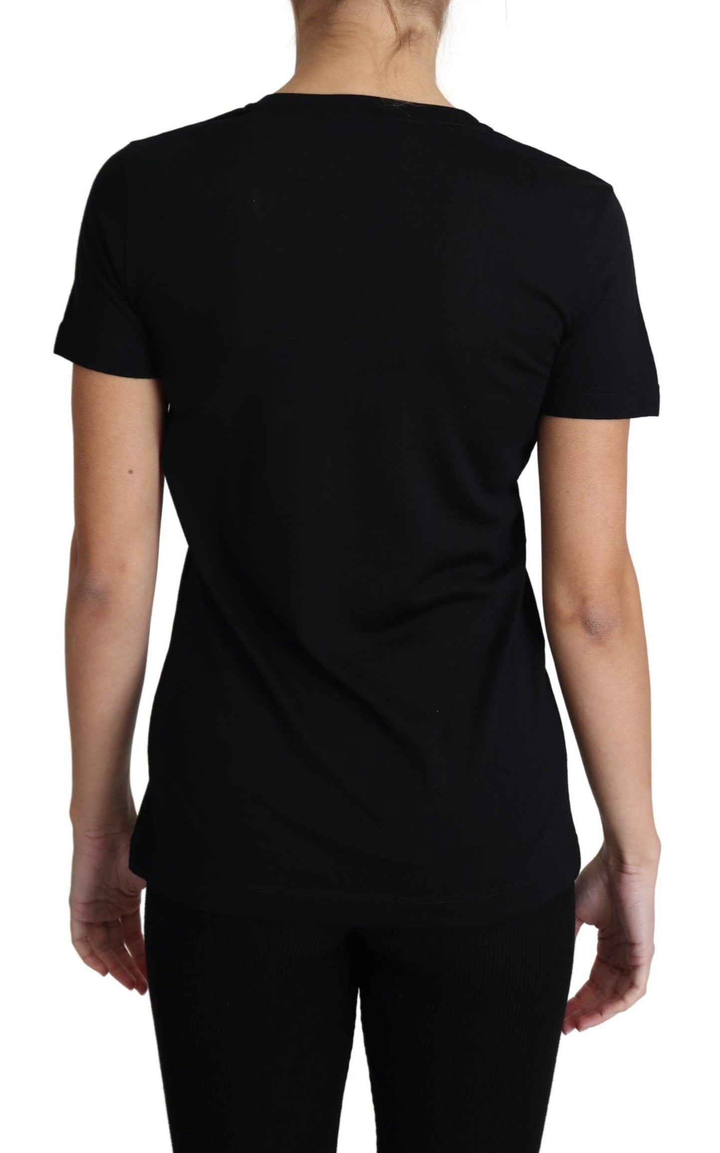 Dolce & Gabbana Black Wool Round Neck Short Sleeves Women's T-shirt
