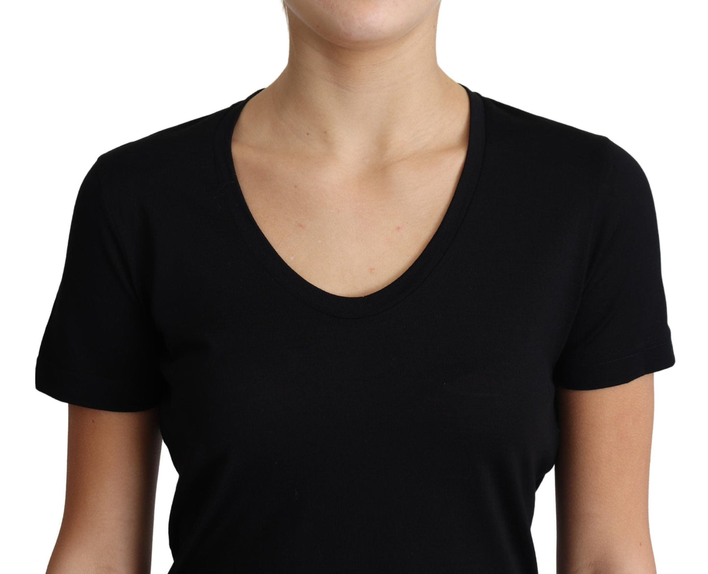 Dolce & Gabbana Black Wool Round Neck Short Sleeves Women's T-shirt