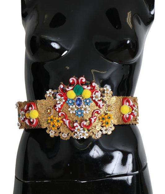 Dolce & Gabbana multicolor Embellished Floral Crystal Wide Waist Women's Belt