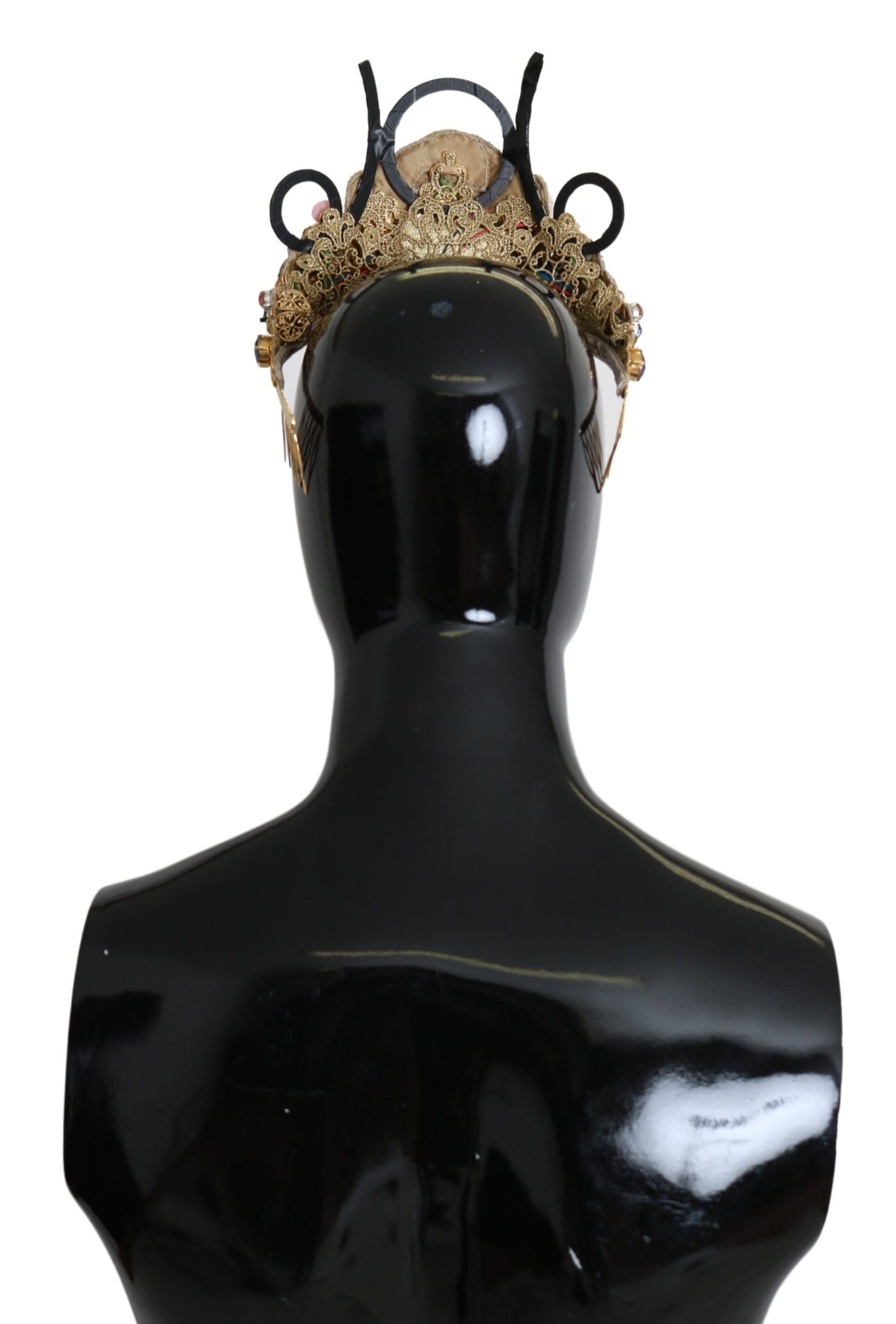 Dolce & Gabbana Gold Brass Floral Crystals LED Lights Crown Tiara Women's Diadem