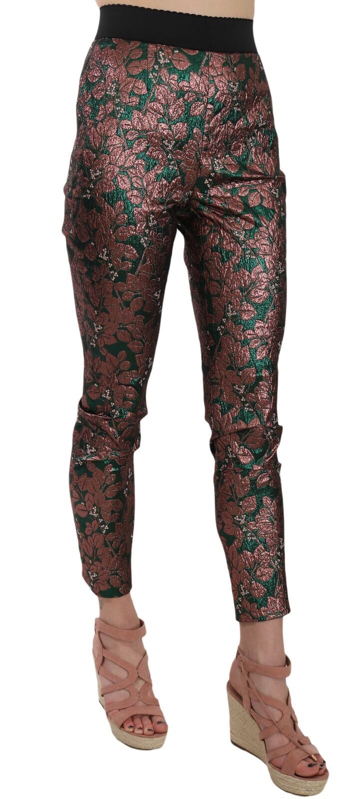 Dolce & Gabbana Multicolor Iridescent Brocade Jacquard Trousers Crop Women's Pants