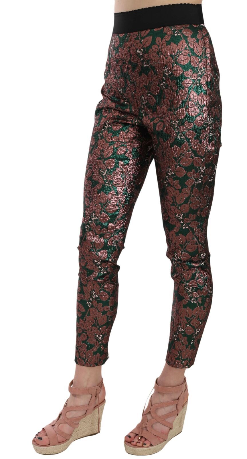 Dolce & Gabbana Multicolor Iridescent Brocade Jacquard Trousers Crop Women's Pants
