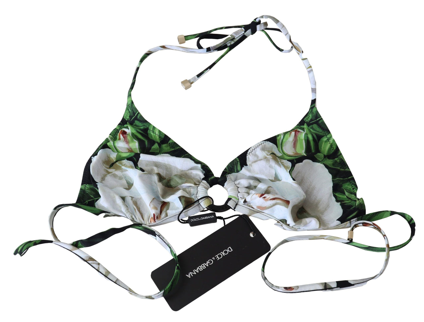 Dolce & Gabbana Multicolor Floral Print Halter Swimwear Bikini Women's Top