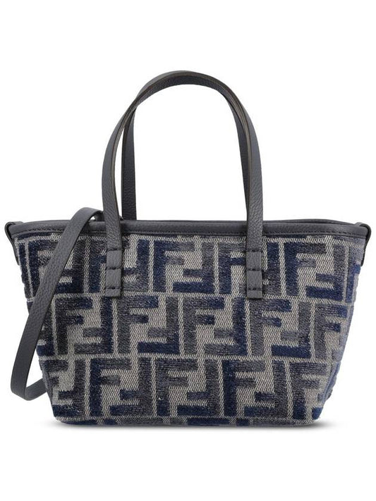 Fendi Roll FF Jacquard Mini Tote Bag Dark Blue