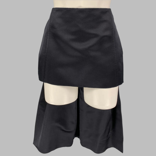PRADA Size 2 Navy Double Satin Silk Mini Skirt