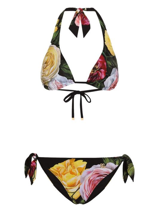 Dolce & Gabbana Women Rose And Peony-Print Padded Triangle Bikini