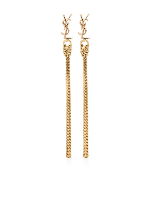 Saint Laurent Women Cassandre Tassel Metal Earrings
