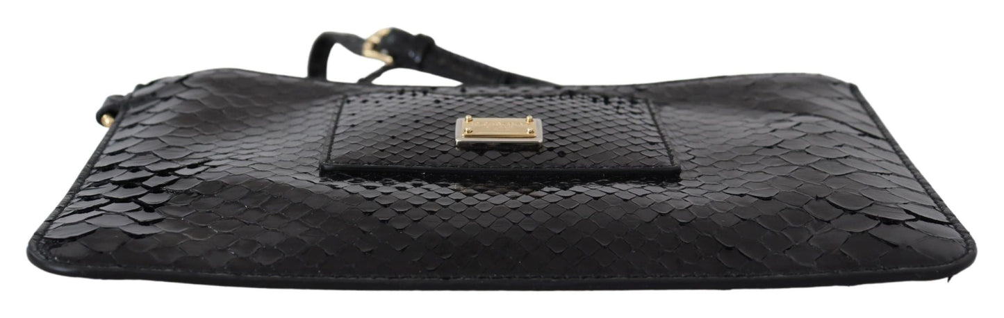 Dolce & Gabbana Black Leather Coin Purse Wristlet Mirror Agnese Women's Wallet