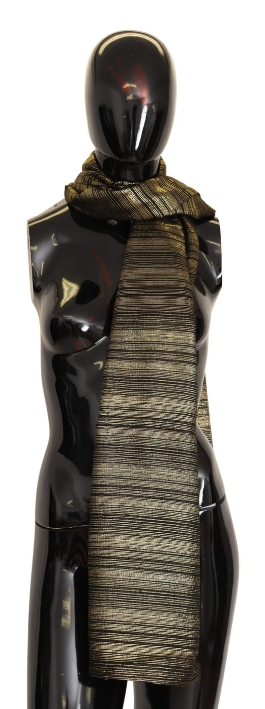 Dolce & Gabbana Metallic Gold Silk Stretch Shawl Wrap Women's Scarf