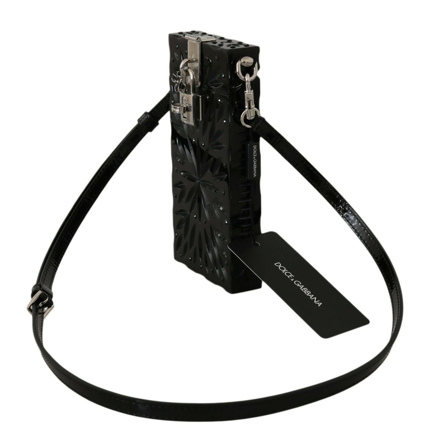 Dolce & Gabbana Black Crystal Plexiglass Cross Cigarette Case Women's Holder