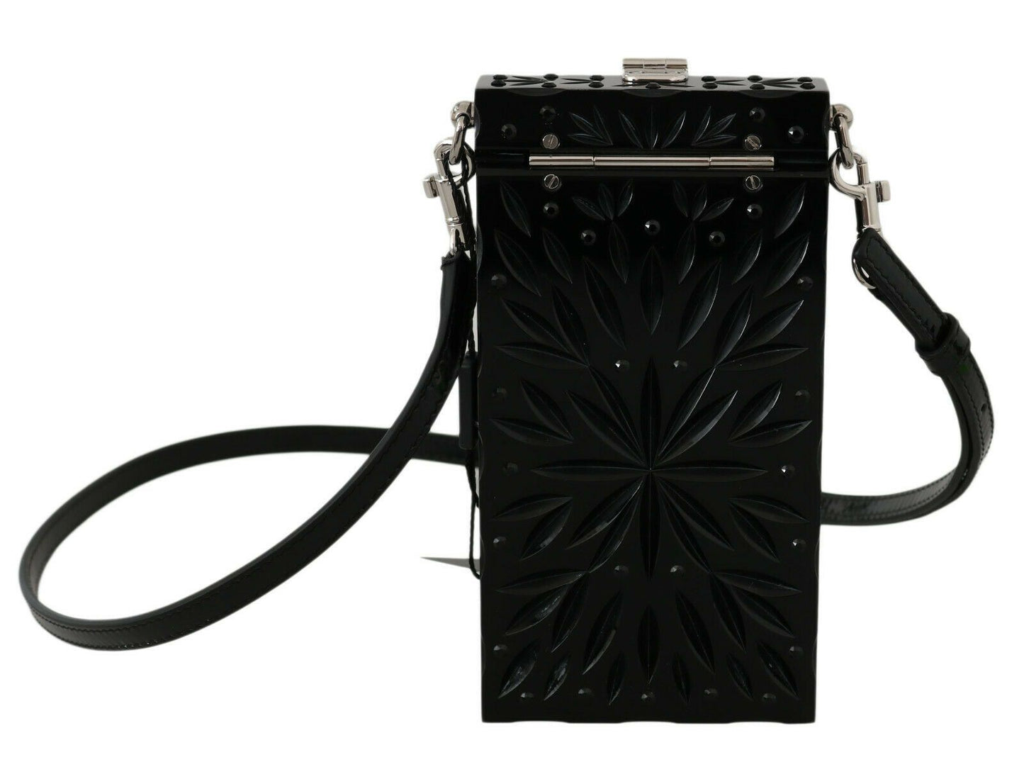 Dolce & Gabbana Black Crystal Plexiglass Cross Cigarette Case Women's Holder