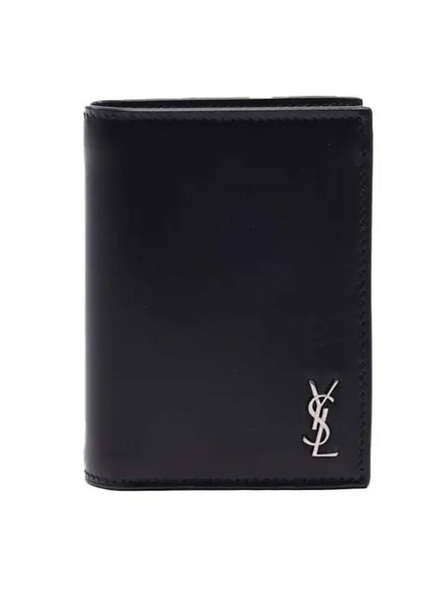 Saint Laurent Men's Tiny Monogram Logo Half Wallet Black