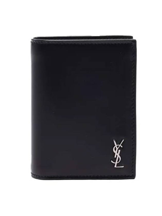 Saint Laurent Men's Tiny Monogram Logo Half Wallet Black