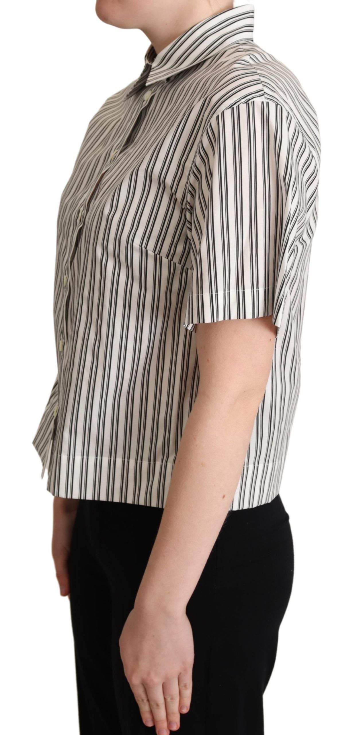 Dolce & Gabbana White Black Striped Shirt Blouse Women's Top